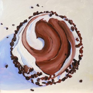 Day 1. "Crumbs Milkshake Cupcake" by Beverly Shipko, Oil on panel, 6 x 6 inches.