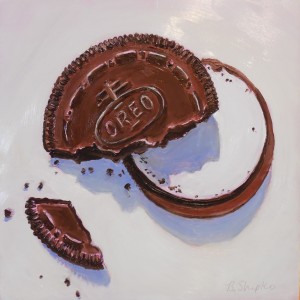 Day 3. "Graham's Oreo Cookie" by Beverly Shipko, Oil on panel, 6 x 6 inches.