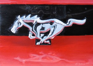 Day 18. "Mustang" by Beverly Shipko, Oil painting on cradled panel, 5 x 7 inches.