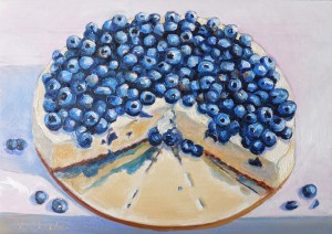Day 24. "Blueberry Cheesecake" by Beverly Shipko, Oil on cradled panel, 5 x 7 inches.