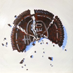 "Marli's Oreo Cookie in 4 Pieces" by Beverly Shipko, Oil on wood cradled panel, 6 x 6 inches
