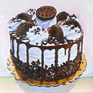 "Cake Boss Oreo Cookie Painting" by Beverly Shipko, Oil on cradled panel, 6 x 6 inches