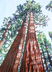 "Sequoia" by Beverly Shipko, Oil and acrylic on cradled wood panel, 7 x 5 inches