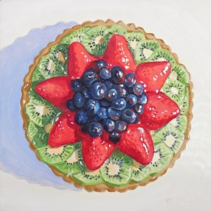 "Star Tart", by Beverly Shipko, Oil painting on cradled wood panel, 6 x 6 inches