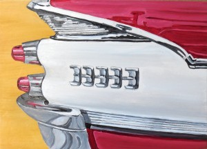 "1959 Dodge Comet Classic Car" by Beverly Shipko, Oil painting on wood panel, 5 x 7 inches