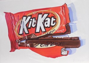 "Kit Kat" by Beverly Shipko, Oil painting on cradled wood panel, 5 x 7 inches