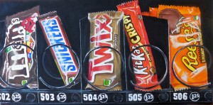 "Iconic Vending Candies" by Beverly Shipko, 10 x 20 inches, Oil on canvas