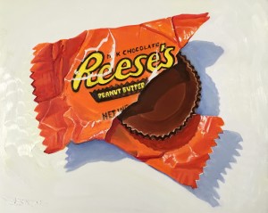 "Reese's Peanut Butter Cup" painting by Beverly Shipko, Oil on cradled wood panel, 8 x 10 inches