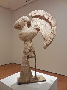 "Head of a Warrior" by Picasso, Boisgeloup, 1933. Plaster, metal and wood. MOMA.
